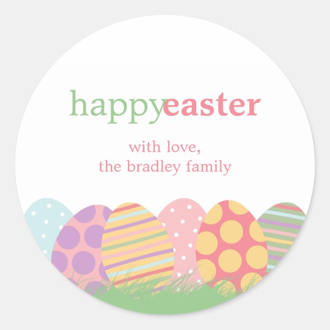 Easter Eggs Favour Stickers or Gift Tag Stickers (Front)