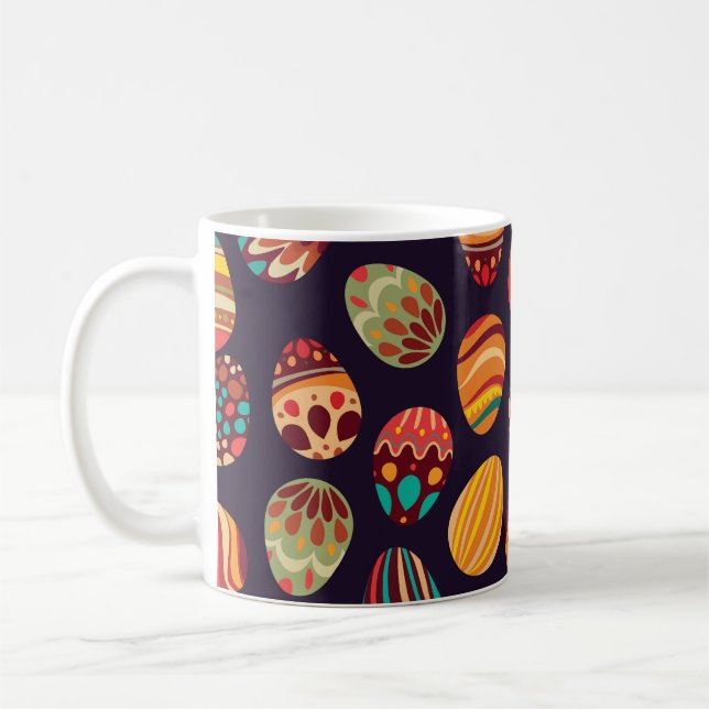 Easter eggs: festive seamless design. coffee mug (Left)