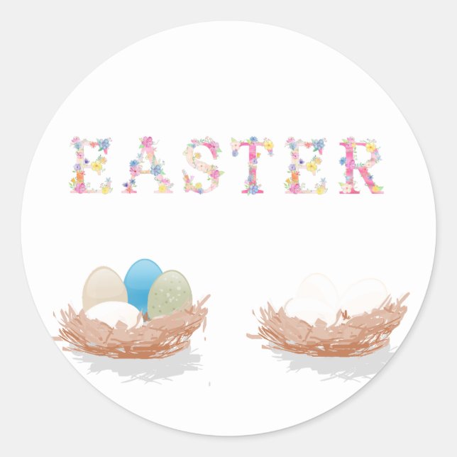 Easter eggs, flowers classic round sticker (Front)