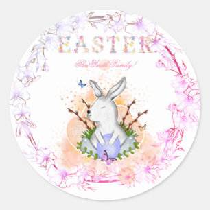 Easter eggs, flowers classic round sticker