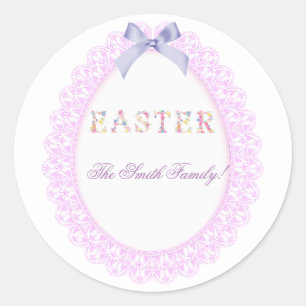 Easter eggs, flowers classic round sticker