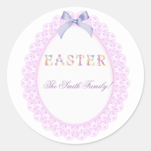 Easter eggs, flowers classic round sticker (Front)