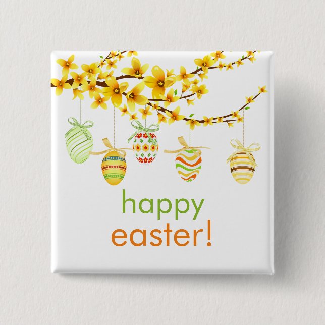 Easter Eggs, Forsythia Branch Button (Front)