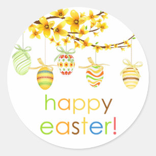 Easter Eggs, Forsythia Branch Easter Stickers