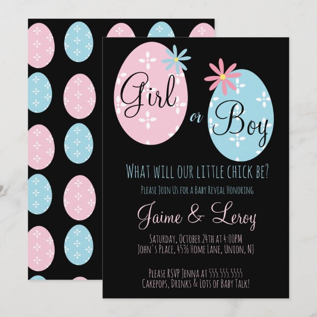 Easter Eggs Gender Reveal He or She  Invitation (Front/Back)