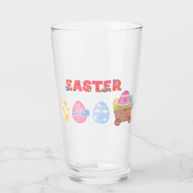 Easter Eggs Glass Cup (Front)