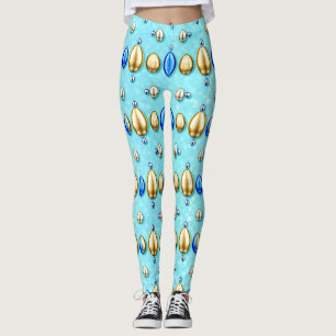 EASTER EGGS ~ Gold Blue Silver 3D ~ Leggings