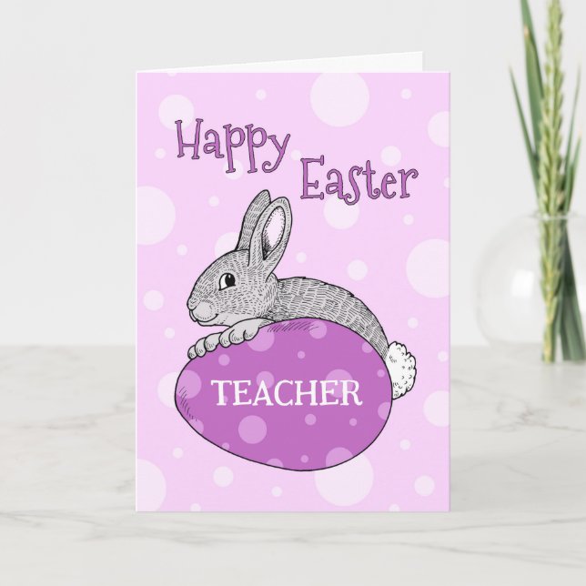 Easter Eggs Happy Easter Teacher Holiday Card (Front)