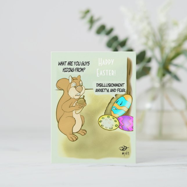 Easter Eggs Hiding Postcard (Standing Front)