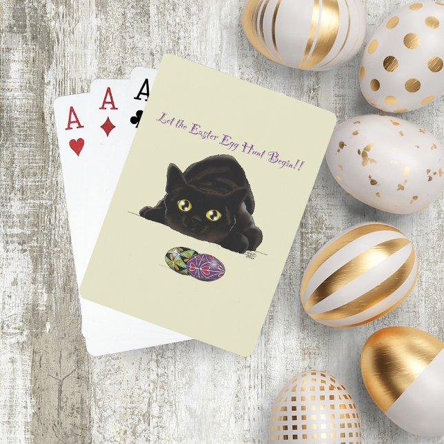 Easter Eggs Hunt Cat Funny Playing Cards (Creator Uploaded)