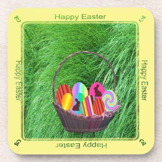 Easter Eggs in a Basket  Coaster (Front)