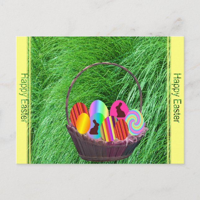 Easter eggs in a Basket Holiday Postcard (Front)