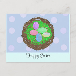 Easter Eggs in a Twig Nest Holiday Postcard