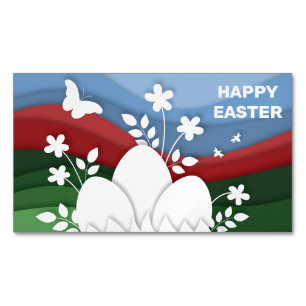 Easter eggs in floral spring nature Magnetic business card