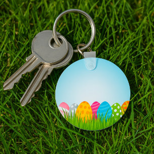 Easter Eggs In Grass Keychain