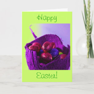 Easter Eggs in Rustic Basket VIII Holiday Card