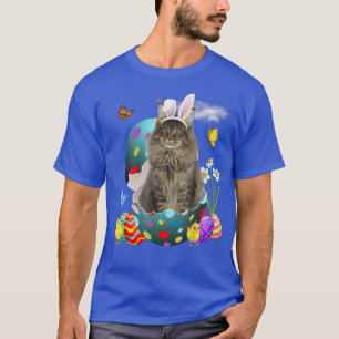 Easter Eggs Maine Coon Bunny Cat Gifts Cat Dad Cat T-Shirt