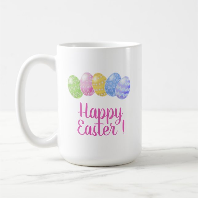 Easter eggs mug, happy easter gift, 15 oz easter  coffee mug (Left)