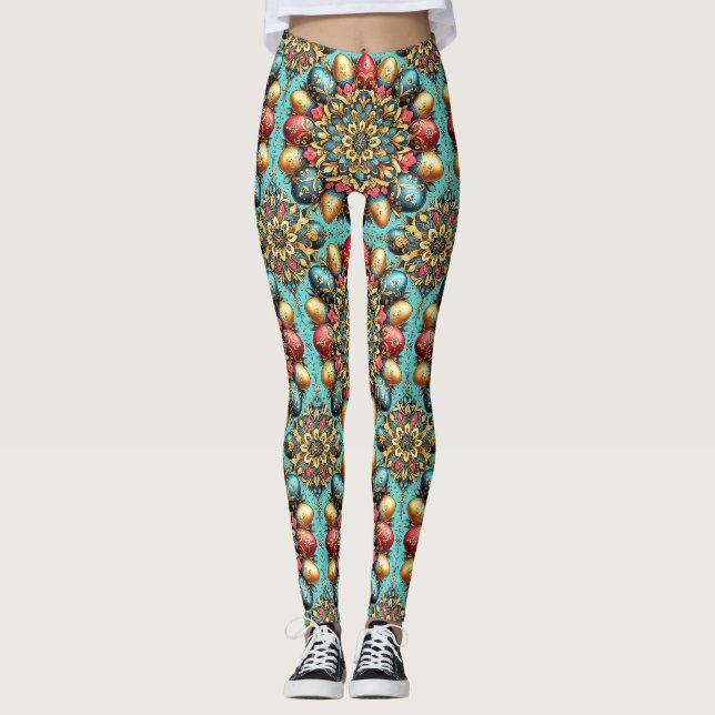 EASTER EGGS ~ Multicoloured 3D ~  Leggings (Front)