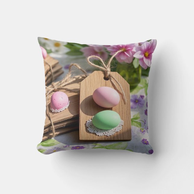 Easter Eggs on garden table  Cushion (Front)