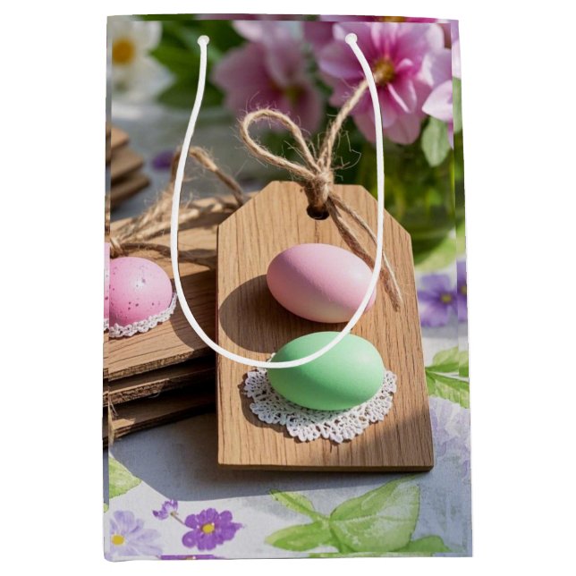 Easter Eggs on garden table  Medium Gift Bag (Front)