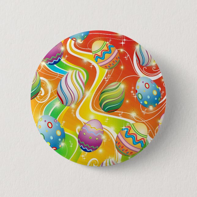 Easter Eggs Ornamental Design 6 Cm Round Badge (Front)