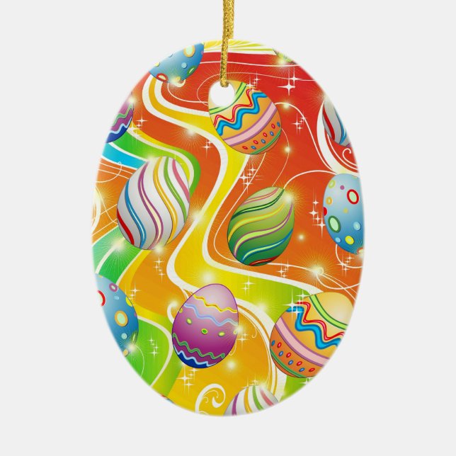 Easter Eggs Ornamental Design Ceramic Ornament (Front)