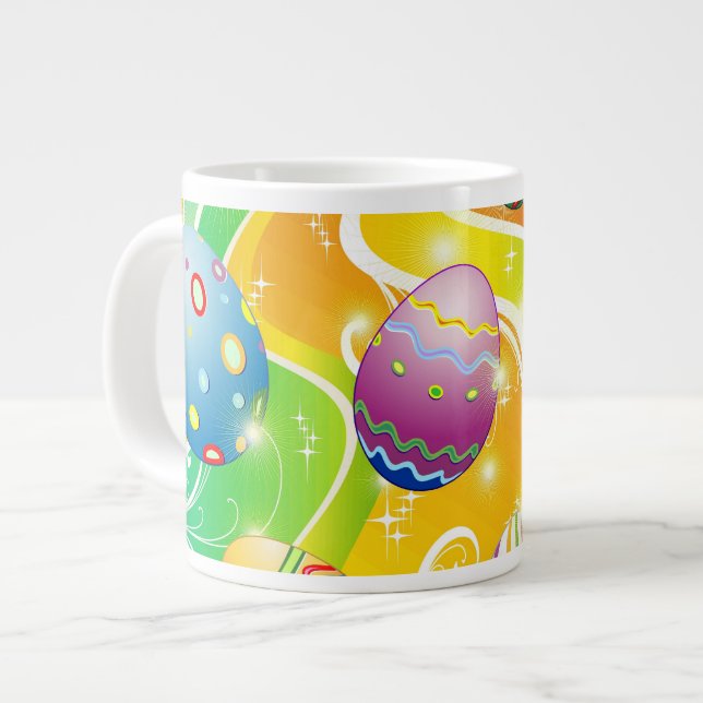 Easter Eggs Ornamental Design Large Coffee Mug (Front Left)