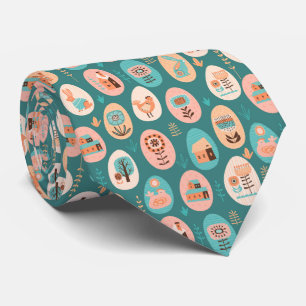 Easter Eggs Over Ocean Green  Tie