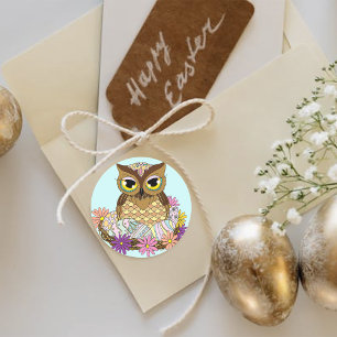 Easter Eggs Owl Nest Classic Round Sticker