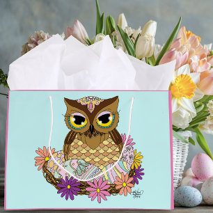 Easter Eggs Owl Nest Large Gift Bag