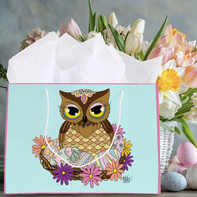 Easter Eggs Owl Nest Large Gift Bag (Creator Uploaded)