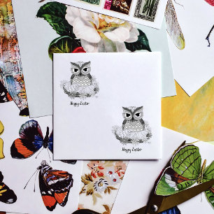 Easter Eggs Owl Nest Rubber Stamp