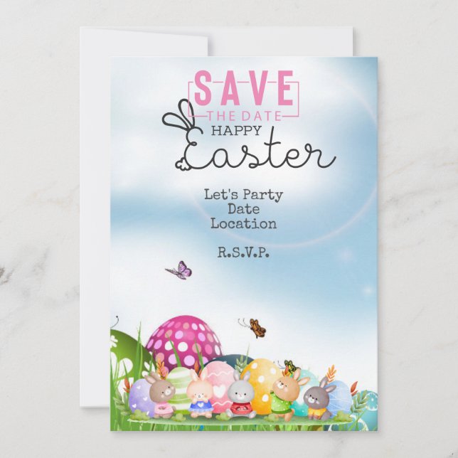 Easter Eggs Party Save the Date Invitation (Front)