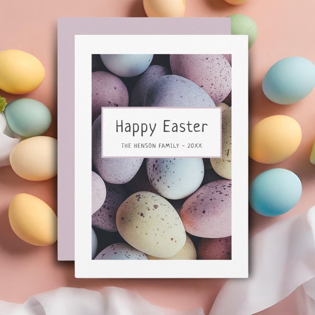 Easter Eggs Pastel Happy Easter Family Holiday Card (Creator Uploaded)