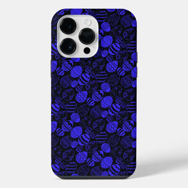 Easter Eggs Pattern 01.b Black BG iPhone Case (Back)