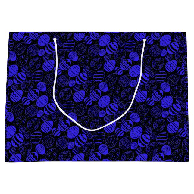 Easter Eggs Pattern 01.b Black BG Large Gift Bag (Front)