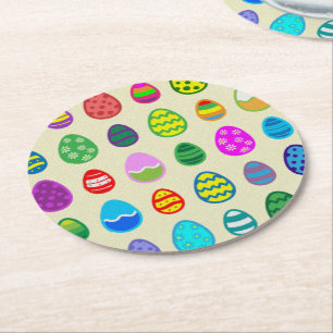 Easter Eggs Pattern Round Paper Coaster