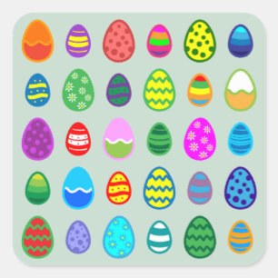 Easter Eggs Pattern Square Sticker