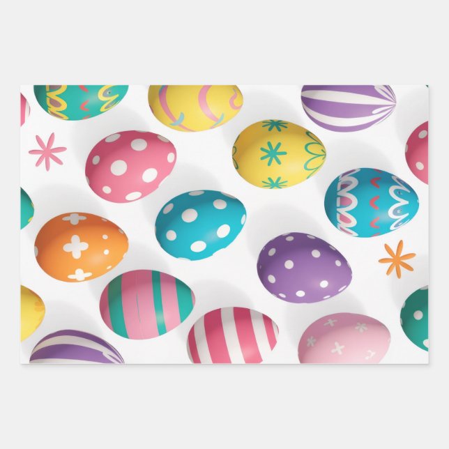 Easter Eggs Photo Wrapping Paper Sheet (Front)