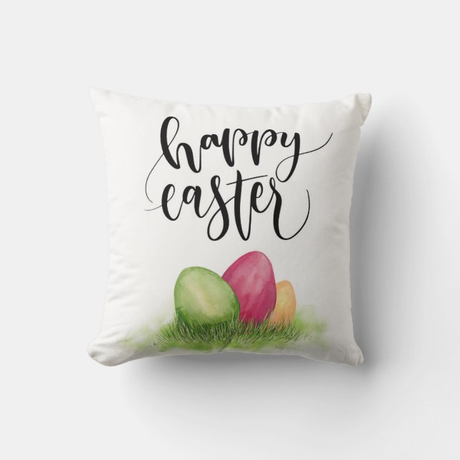 Easter eggs pillow, happy easter pillow (Front)