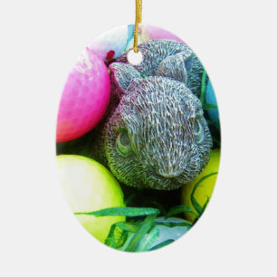 Easter Eggs, Rabbit , Golf Balls Ceramic Tree Decoration