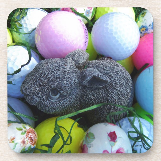 Easter Eggs, Rabbit Golf Balls Coaster (Front)