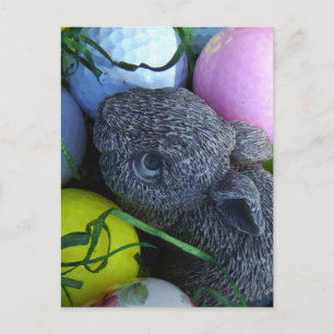 Easter Eggs, Rabbit Golf Balls Holiday Postcard