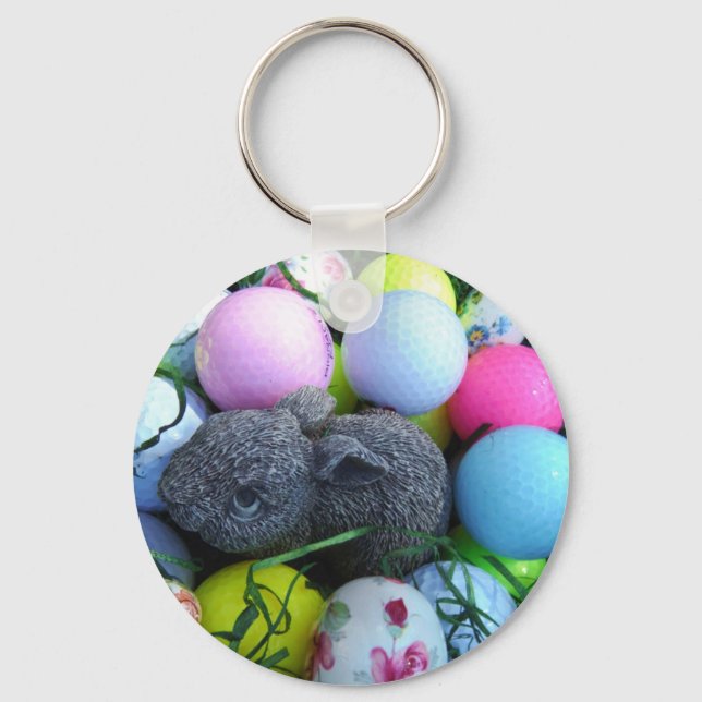 Easter Eggs, Rabbit Golf Balls Key Ring (Front)