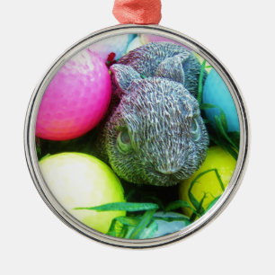 Easter Eggs, Rabbit , Golf Balls Metal Ornament