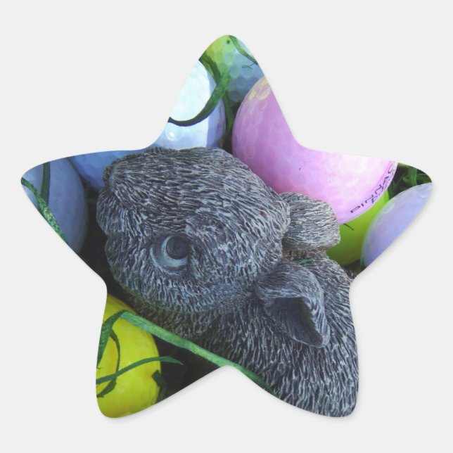 Easter Eggs, Rabbit Golf Balls Star Sticker (Front)