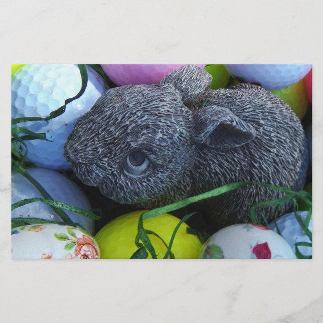 Easter Eggs, Rabbit Golf Balls Stationery (Front)