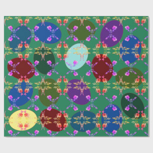 Easter Eggs Rose Pattern Fabergè-inspired Wrapping Paper