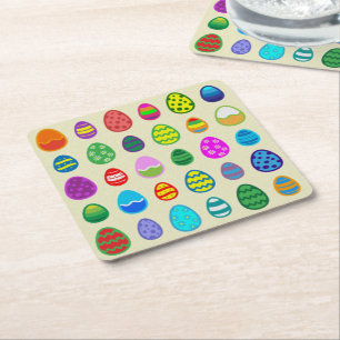 Easter Eggs Square Paper Coaster